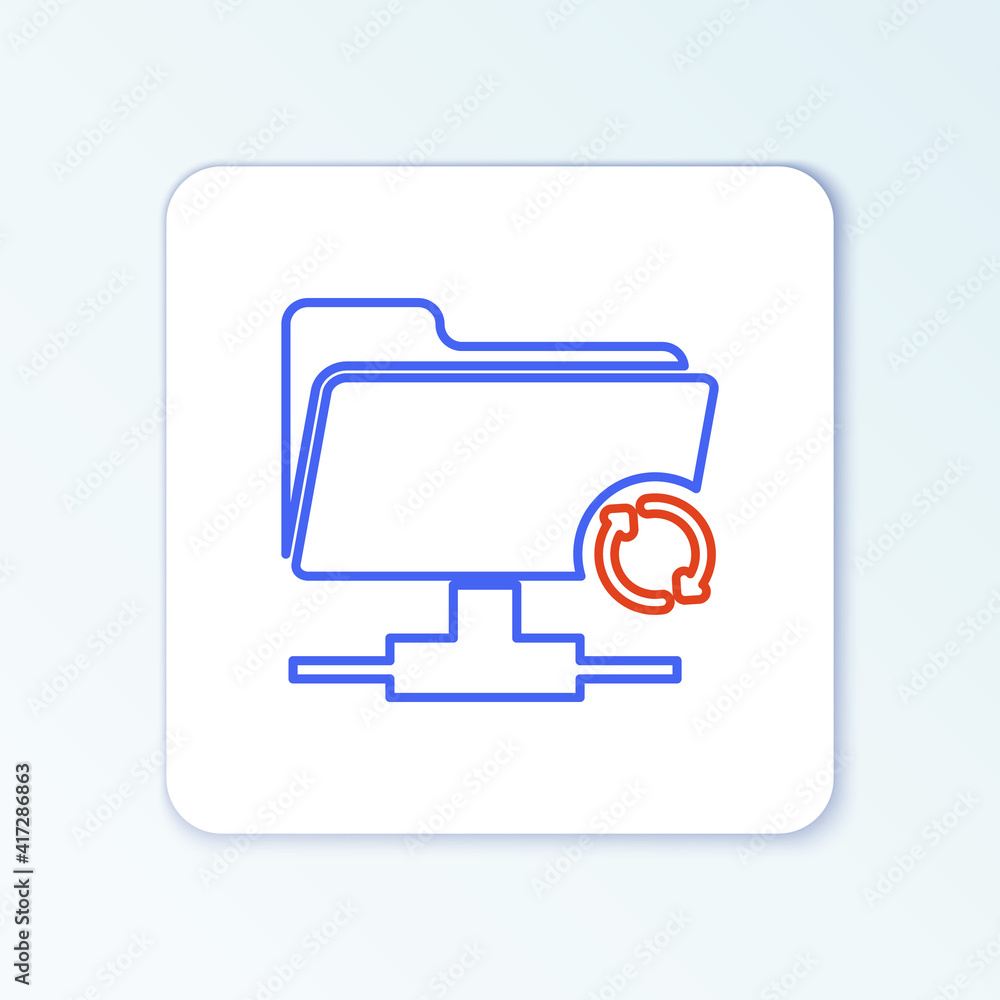 Poster line ftp sync refresh icon isolated on white background. software update, transfer protocol, router,