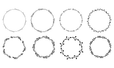 Obraz premium Botanical Circle Frame Vector Set Illustration