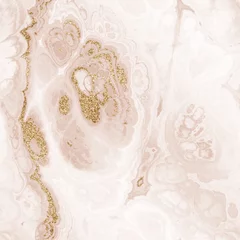 Nahtloses rosa Glitzer-Luxus-Marmormuster-Design. Hochwertige Abbildung. Funkelndes, sich wiederholendes Grafikmuster in Roségold. Trendig glamourös schimmerndes marmoriertes Rock-Motiv. © NinjaCodeArtist