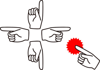 手描き指素材セット-指さしマーク