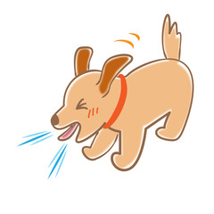 犬　風邪　せき　体調不良　イラスト素材
