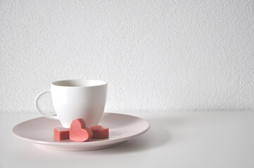 Cup of tea with Strawberry on white background