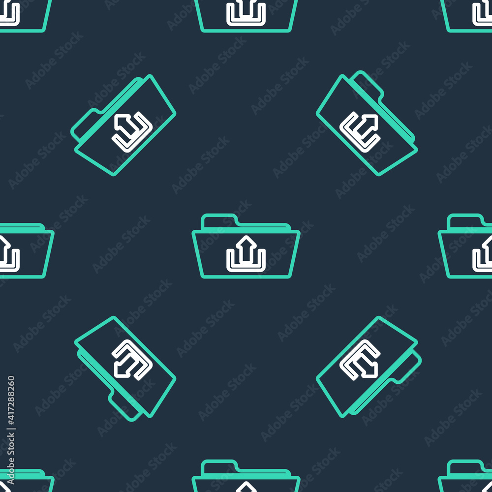Poster line folder upload icon isolated seamless pattern on black background. vector.