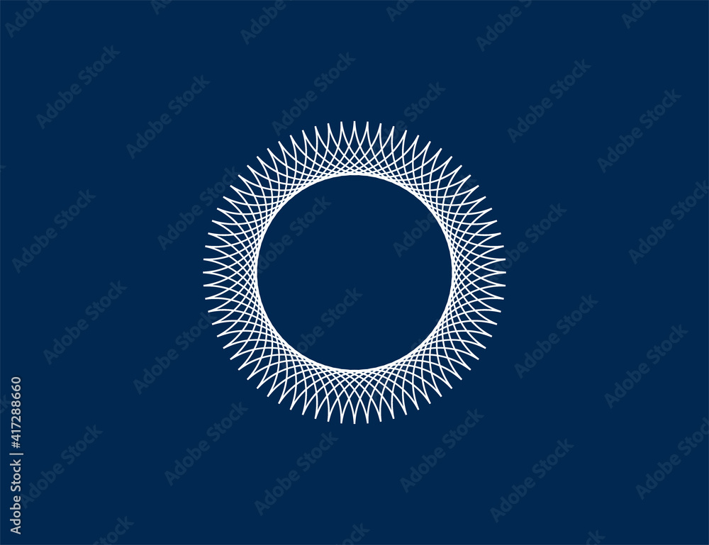 Poster spirograph abstract element on blue background. vector illustration.