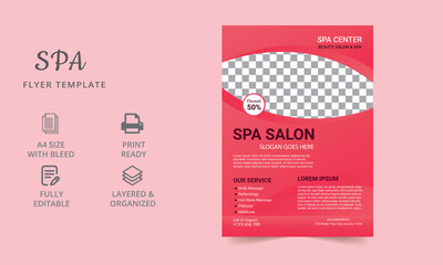 Fototapeta premium Beauty Care & Salon Flyer & poster Template Design. Advertisement concept template. natural products, spa, cosmetics, fashion, healthcare.