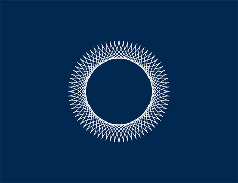 Spirograph abstract element on blue background. Vector illustration.