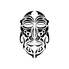 The face of the chief in Samoan style ornaments. Tattoo with Polynesian patterns. Isolated. Vector illustration.