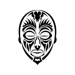 The face of the leader in the style of Polynesian ornaments. Samoan tattoo designs. Isolated. Vector illustration.