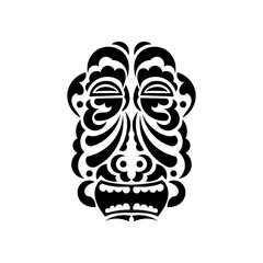 The face of the chief in the style of Hawaiian ornaments. Samoan tattoo designs. Good for prints. Isolated. Vector