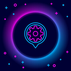 Glowing neon line Setting icon isolated on black background. Tools, service, cog, gear, cogwheel sign. Colorful outline concept. Vector.