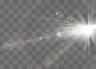 Fototapeta premium White glowing light explodes on a transparent background. Sparkling magical dust particles. Bright Star.