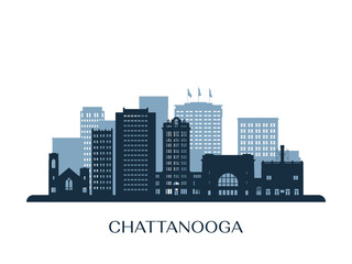 Chattanooga skyline, monochrome silhouette. Vector illustration.