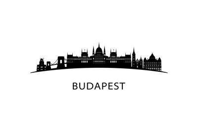 Naklejka premium Budapest city skyline. Black cityscape isolated on white background. Vector banner.