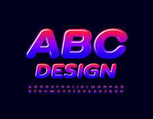 Vector bright Alphabet. Gradient color Font. Creative glossy Letters and Numbers set