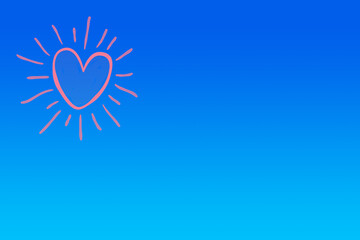 Schönes rotes Herz auf blauen Hintergrund als Postkarte oder Banner