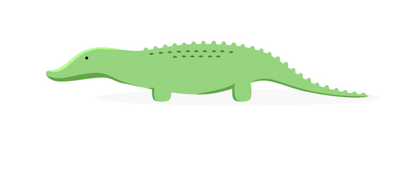 Cute crocodile on white background. A green lizard. Animals, reptiles