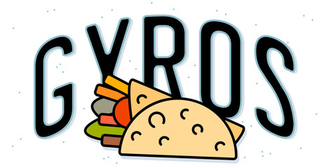Gyros. Gyro. Greek cuisine. Vintage metal sign. Grunge style
