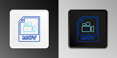 Line MOV file document. Download mov button icon isolated on grey background. MOV file symbol. Audio and video collection. Colorful outline concept. Vector.
