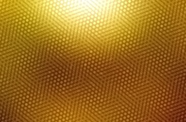 Golden gloss textured background covered shimmer interactive geometric ornament. Shiny yellow metal abstract pattern.