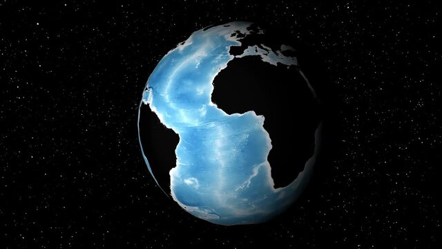 Earth Globe Oceans Model View from Space Over Africa Europe and America Rotating