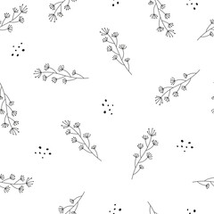 seamless pattern with twigs. vector flat style. hand drawing. design for fabric, textile, print, wrapper