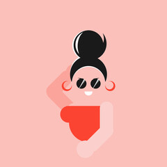 Happy and cheerful woman. Woman in flat style for design.