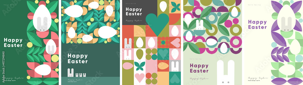 Aufkleber happy easter. patterns. modern geometric abstract style. a set of vector easter illustrations. easte