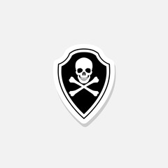 Simple Shield Skull Sticker Icon 