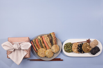 korean traditional sweets and snacks with pancake.