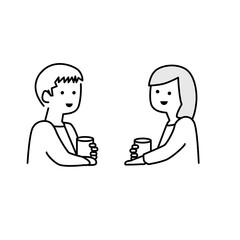 お茶をしながら会話するイラスト素材