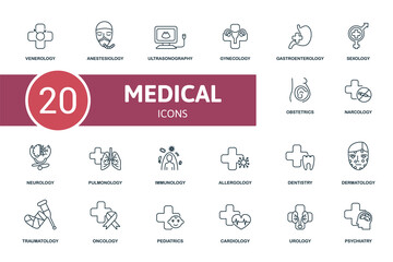 Medical icon set. Contains editable icons medical theme such as anesthesiology, gynecology, sexology and more.