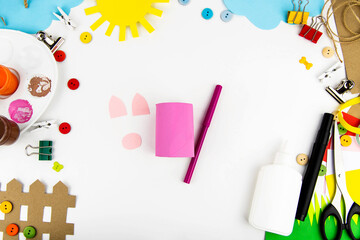 Crafts with children from toilet sleeves. Instruction step by step making farm animals pig. Step 3.