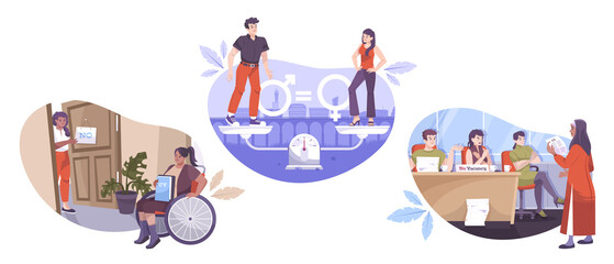 Obraz premium Social Justice Flat Icon Set