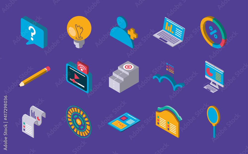 Poster set digital solutions laptop computer chart connection support