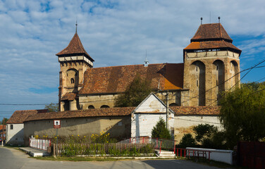 Medieval scenery of Transylvania with fortified church Valea Viilor, Romania