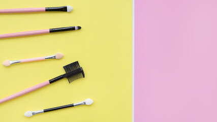 Set of makeup brushes for background            