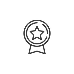 Champion star medal line icon. linear style sign for mobile concept and web design. Winners badge outline vector icon. Symbol, logo illustration. Vector graphics