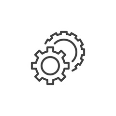 Preferences gear line icon. Cogwheels linear style sign for mobile concept and web design. Settings gears outline vector icon. Symbol, logo illustration. Vector graphics
