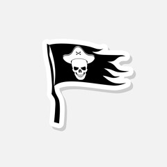 Pirate flag sticker icon isolated on white background