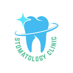 Dental clinic emblem template. Design element for poster, card, banner, sign. Vector illustration