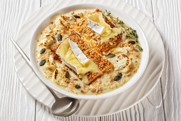 creamy vegan cauliflower soup in a bowl