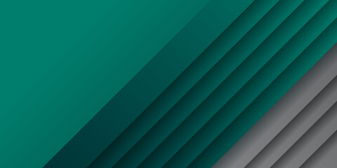 Obraz premium Modern dark green abstract 3d background with white silver stripes layers. modern white and green design template for poster flyer brochure cover. Graphic design layout with triangle graphic elements