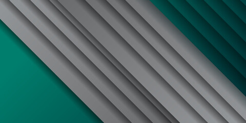 Obraz premium abstract modern dark green grey gray silver lines background vector illustration with 3d overlap layers