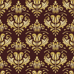 Orient classic pattern. Seamless abstract background with vintage elements. Orient background. Brown and golden ornament for wallpaper and packaging