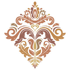 Oriental pattern with arabesques and floral colored elements. Traditional classic ornament. Vintage pattern with arabesques