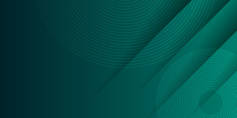 Modern abstract dark green technology business background with circle shape for banner and wallpaper. High contrast dark green glossy stripes. Abstract tech graphic banner design. Vector corporate