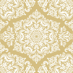 Orient classic yellow and white pattern. Seamless abstract background with vintage elements. Orient background. Ornament for wallpaper and packaging