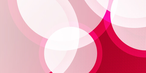 Bright red white wavy background with circles. Abstract halftone dots dotted background in red colors presentation poster.