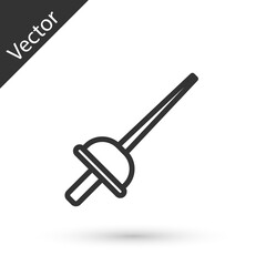 Grey line Fencing icon isolated on white background. Sport equipment. Vector.