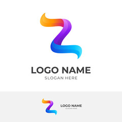 letter Z logo template with 3d colorful style